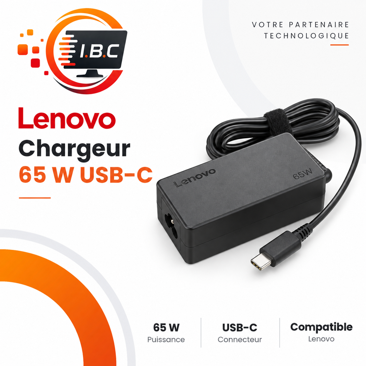 Chargeur Lenovo 65 W USB-C IBC