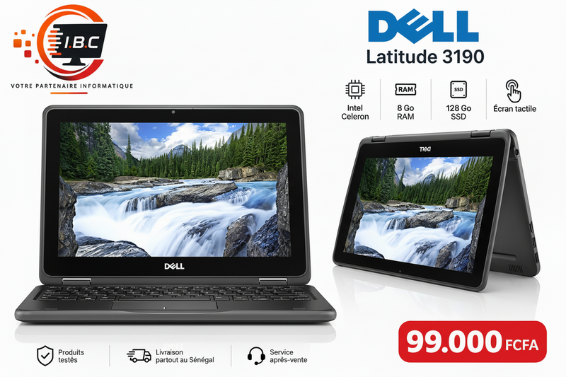 Dell Latitude 3190 2-en-1 – Celeron | 8 Go RAM | SSD 128 Go | Tactile