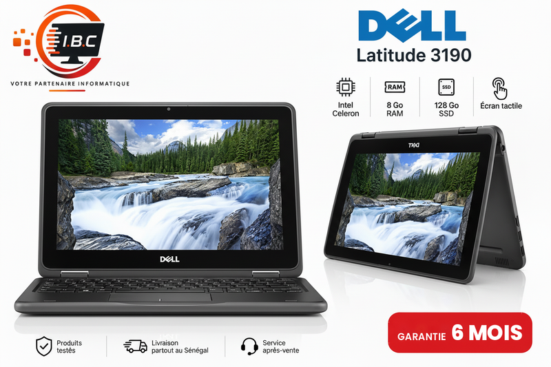 Dell Latitude 3190 2-en-1 – Celeron | 8 Go RAM | SSD 128 Go | Tactile