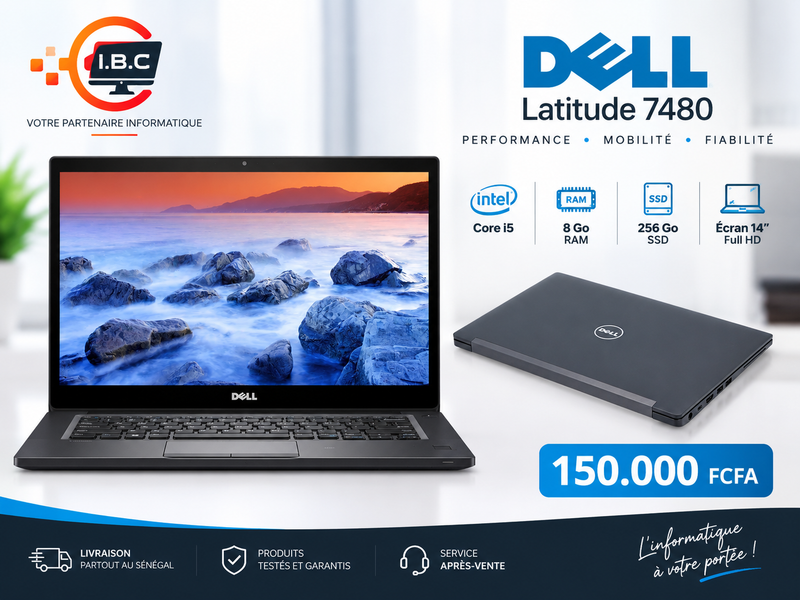 Dell Latitude 7480 – Core i5 | 8 Go RAM | SSD 256 Go