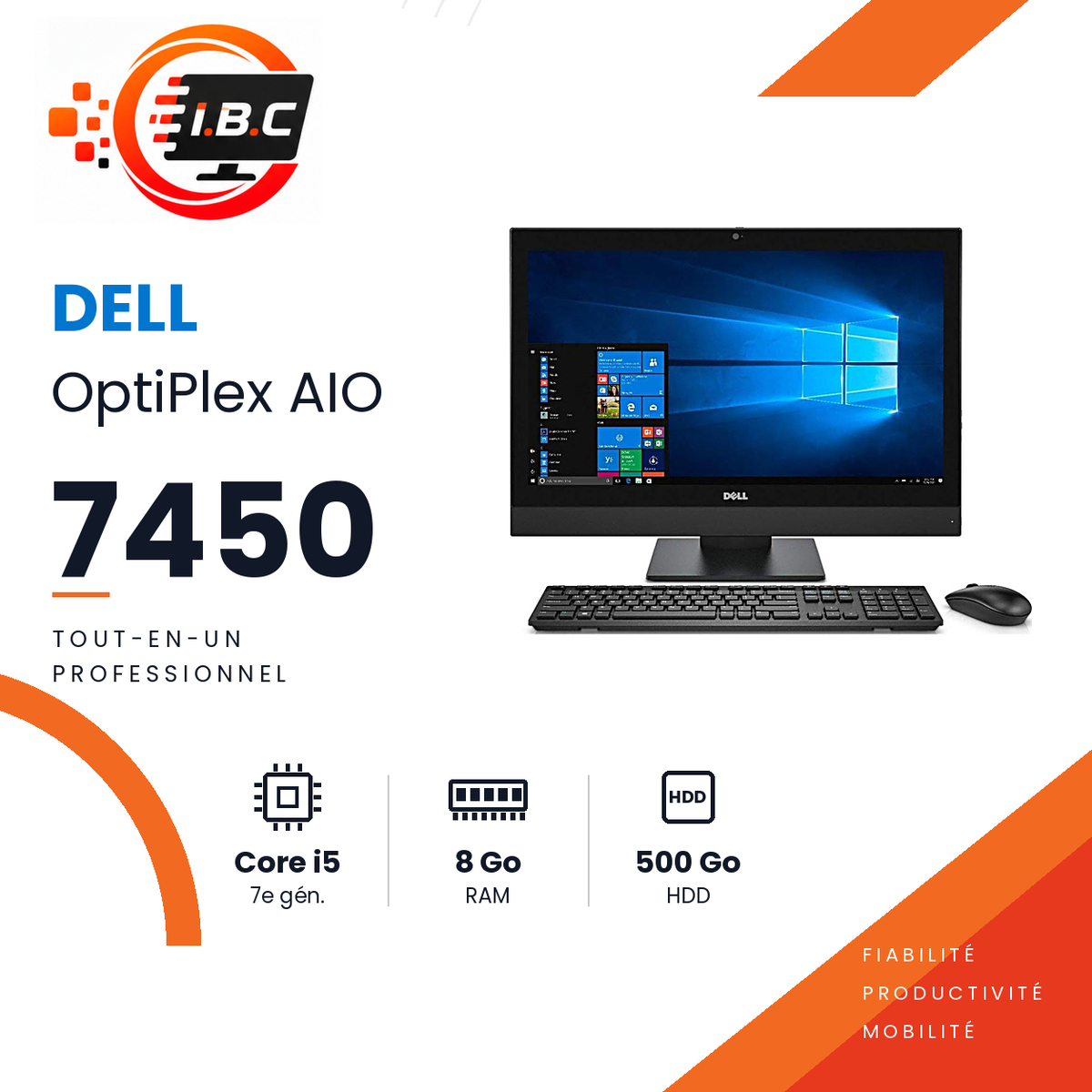 Dell OptiPlex 7450 All-in-One Core i5 8 Go HDD 500 Go - IBC Informatique