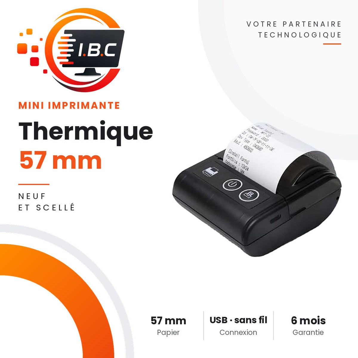 Mini imprimante thermique USB sans fil 57 mm