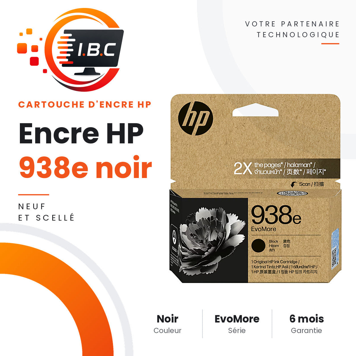 IBC - Cartouche d'encre HP 938e EvoMore noire