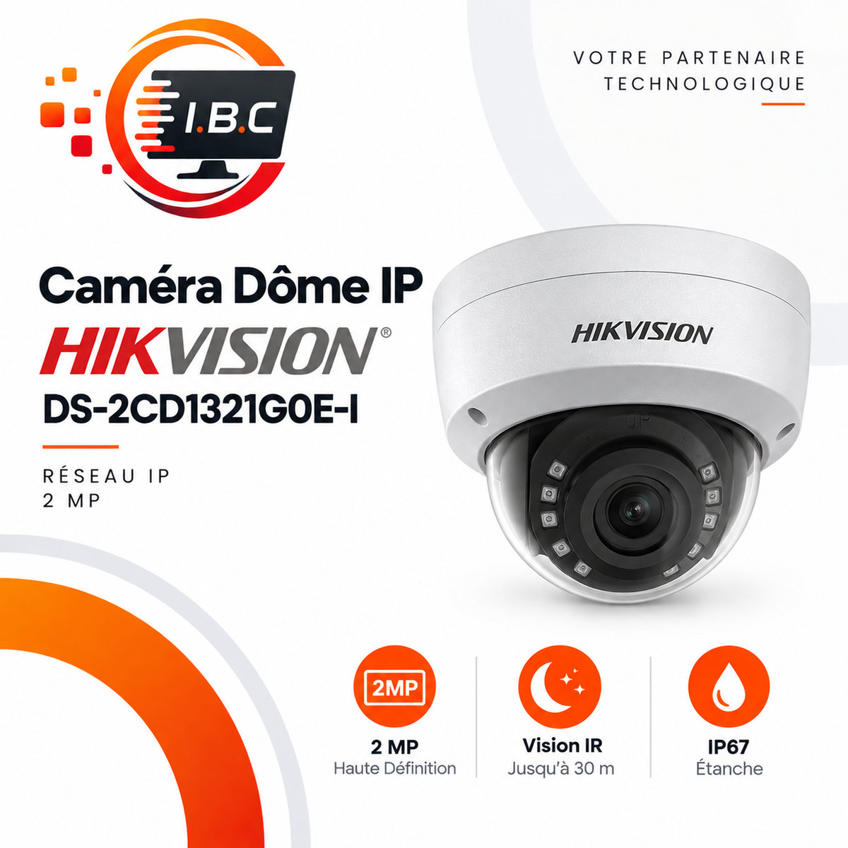 Caméra dôme IP Hikvision DS-2CD1321G0E-I 2 MP