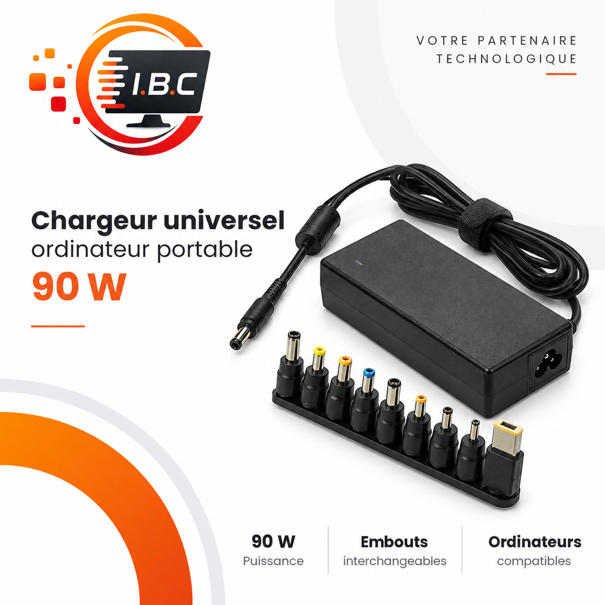 Chargeur universel ordinateur portable 90 W IBC