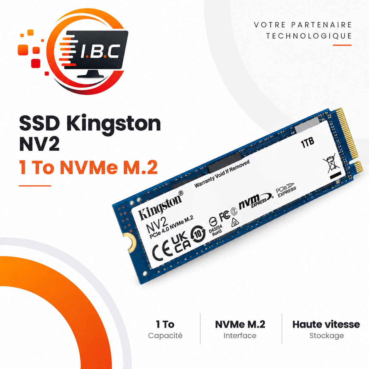 SSD Kingston NV2 1 To NVMe M.2 IBC