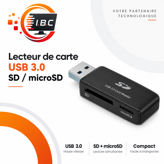 Lecteur de carte USB 3.0 SD microSD IBC