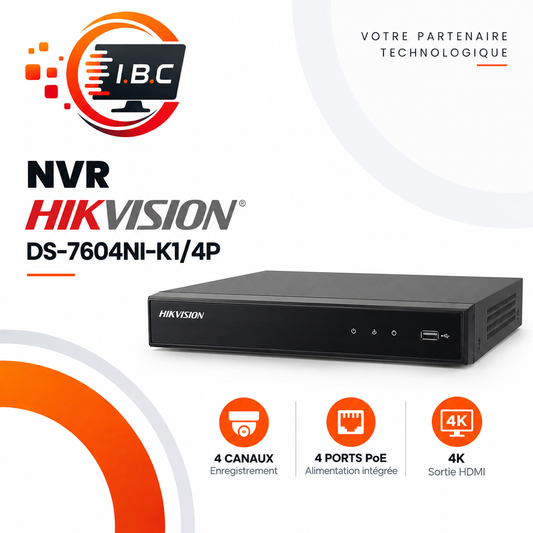 NVR Hikvision DS-7604NI-K1/4P 4 canaux PoE