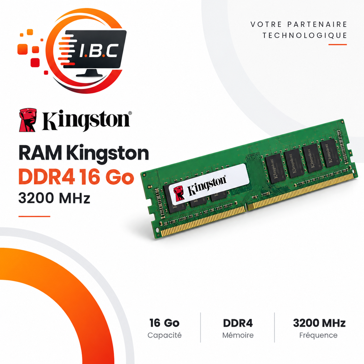 RAM Kingston DDR4 16 Go 3200 MHz IBC