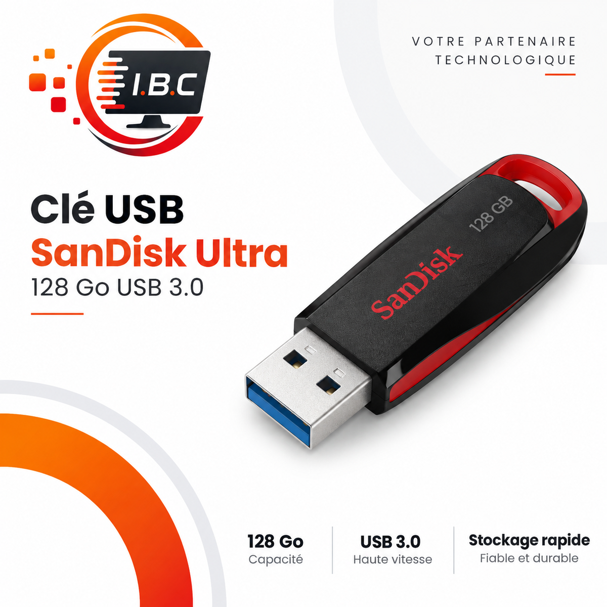 Clé USB SanDisk Ultra 128 Go USB 3.0 IBC
