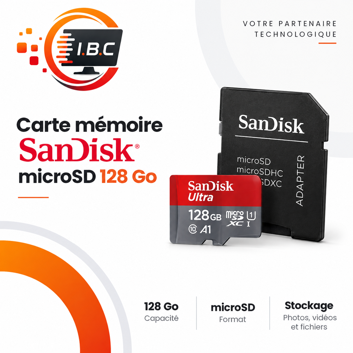 Carte mémoire SanDisk microSD 128 Go IBC