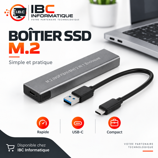 Boîtier SSD M.2 NVMe / NGFF – USB-C