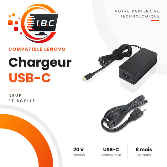 Chargeur USB-C compatible Lenovo pour ordinateur portable