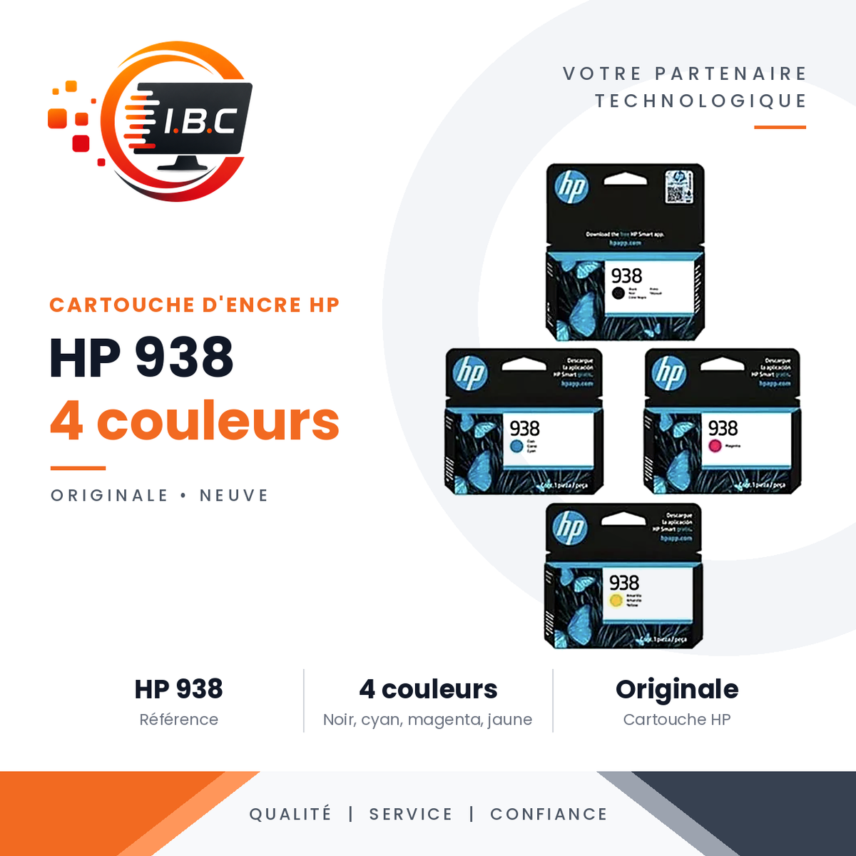 Cartouche d'encre HP 938 noir, cyan, magenta, jaune – IBC Informatique
