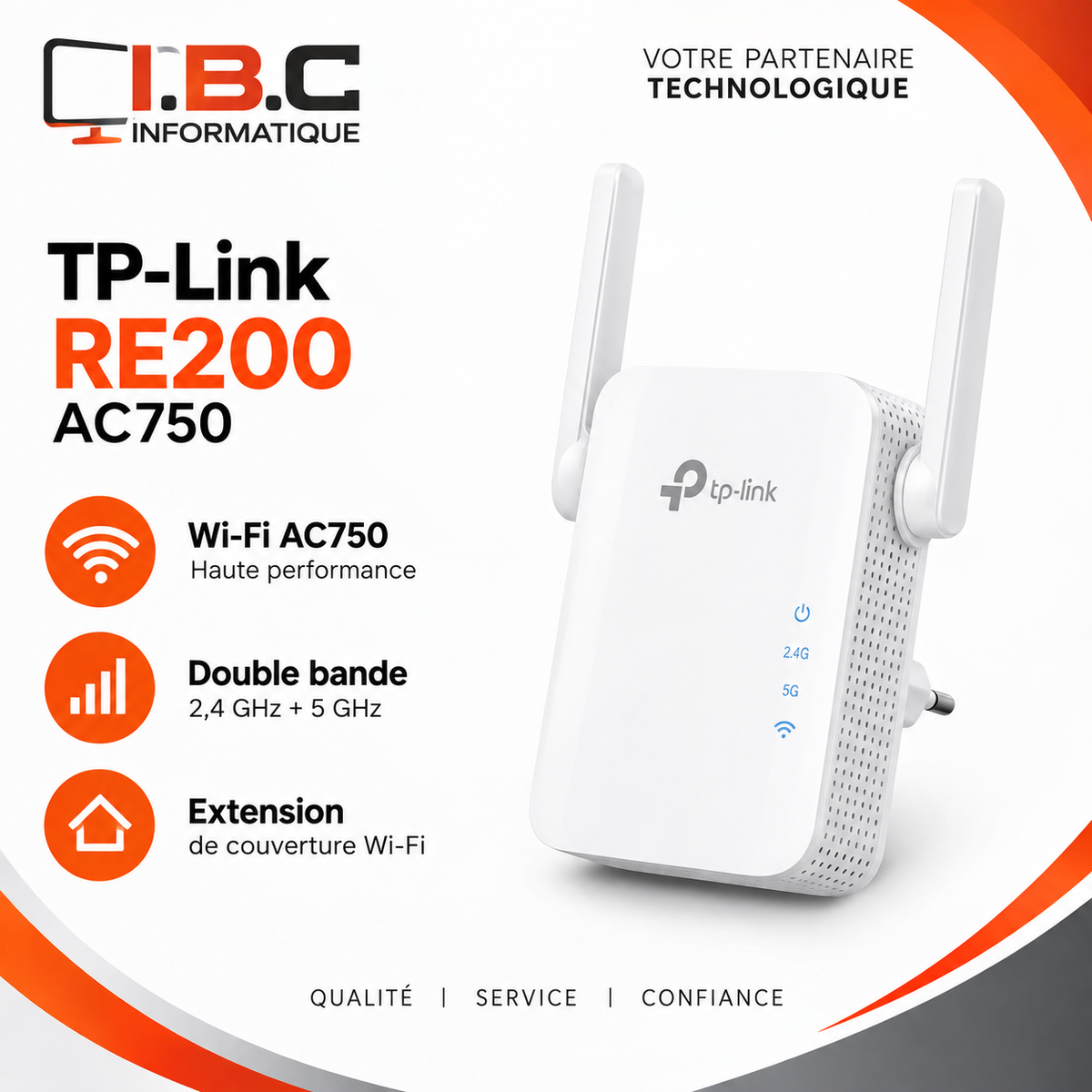 Répéteur Wi-Fi TP-Link RE200 AC750 — IBC Informatique
