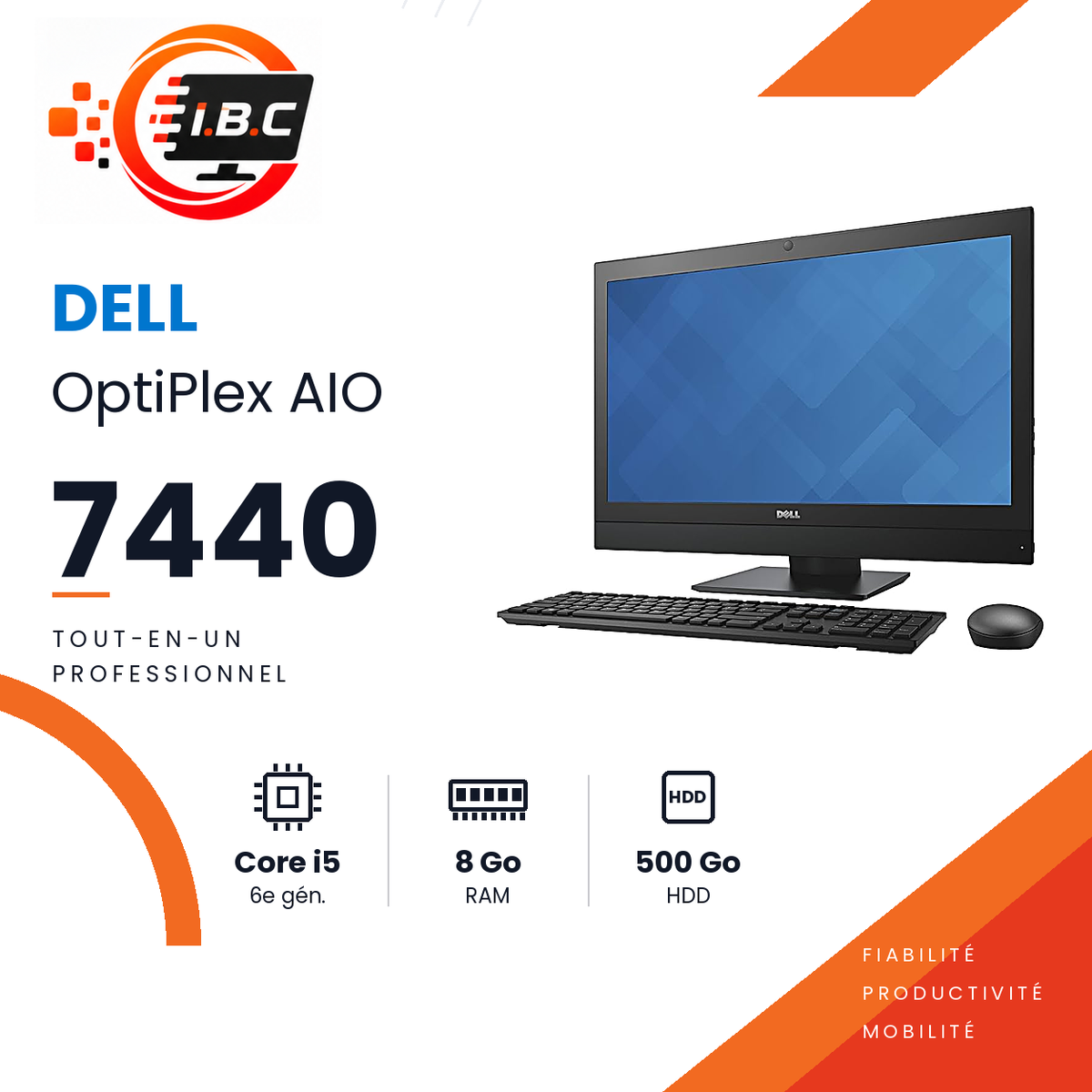 Dell OptiPlex 7440 All-in-One Core i5 8 Go HDD 500 Go - IBC Informatique