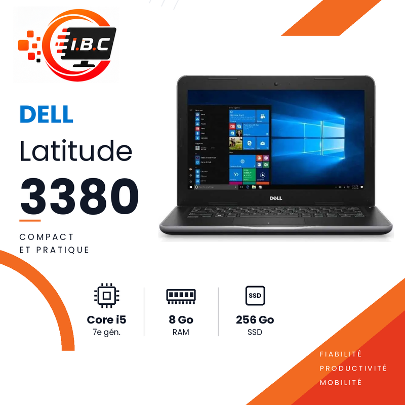 Dell Latitude 3380 – Core i5 7e gén. | 8 Go RAM | SSD 256 Go